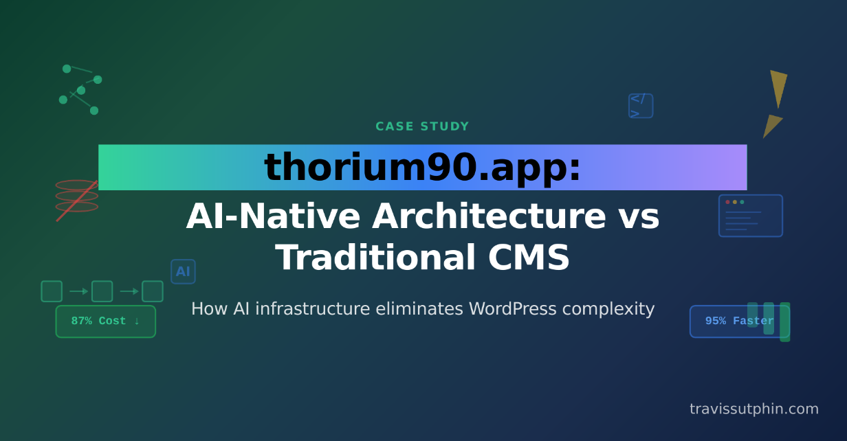 Case Study: thorium90.app - How AI-Native Architecture Eliminates Traditional CMS Complexity - Travis Sutphin